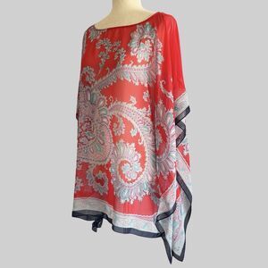 Talbots Sheer Paisley Poncho Size L/XL Lightweight Spring Summer Resort Layering